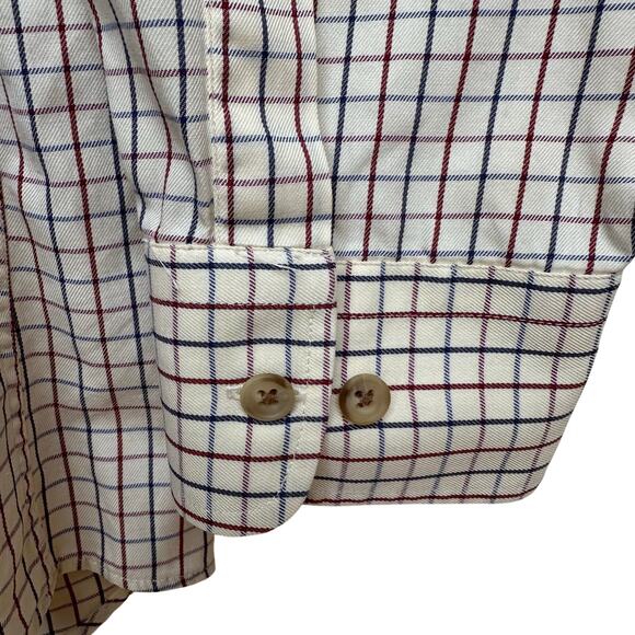 Paul Stuart Made in Italy Check Cotton Dress Shirt XL Red Blue Plaid - Picture 5 of 6